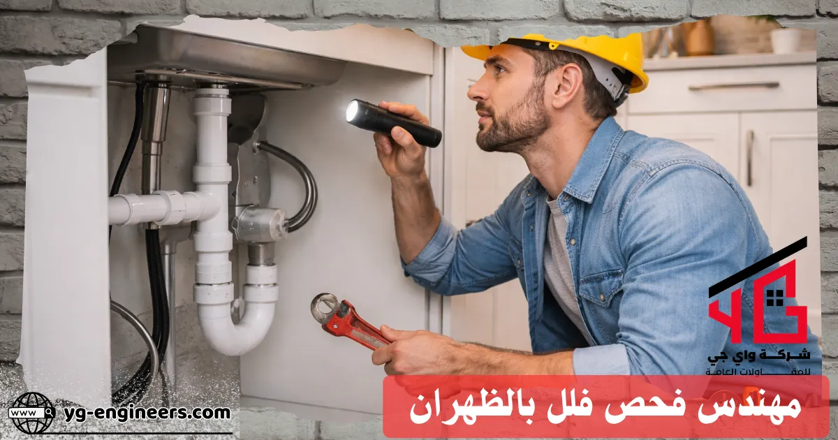 مهندس يفحص السباكة بمطبخ